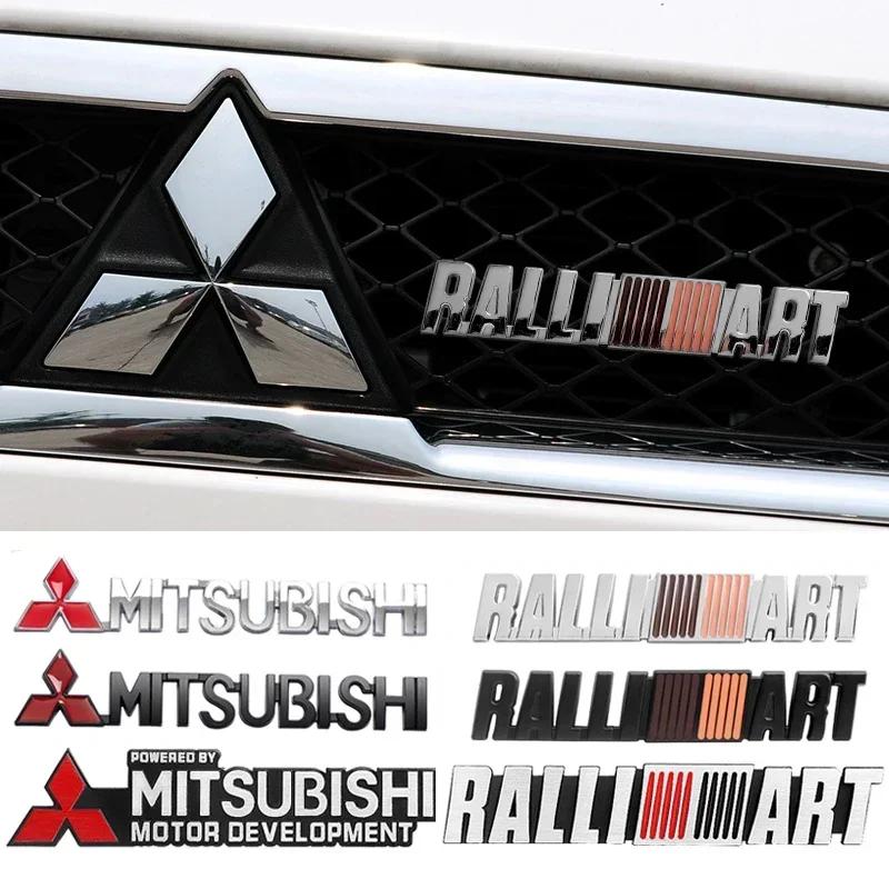For Mitsubishi RALLIART ASX Triton Outlander Lancer Mirage Xpander Triton Metal 3D Car Front Grille Badge Rear Trunk Sticker