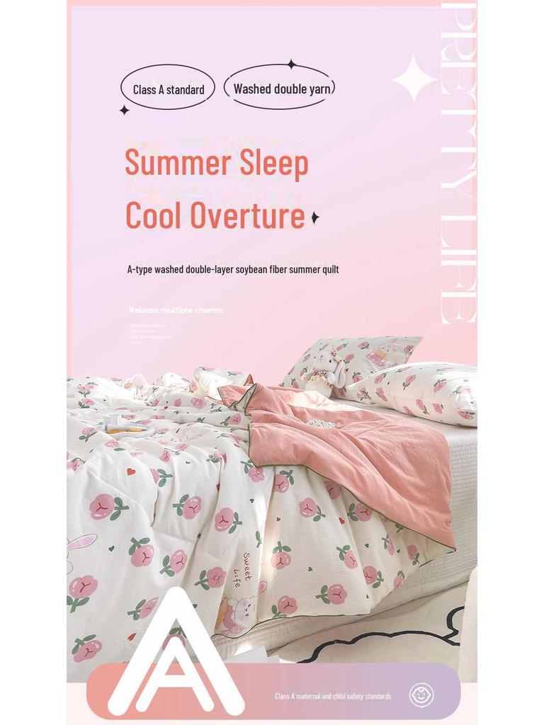 Охлаждающее летнее одеяло класса А для младенцев из стираного хлопка и соевого волокна