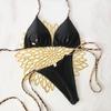 1011 new European and American bikini contrasting color lace-up solid color thong sexy bikini split swimsuit women
