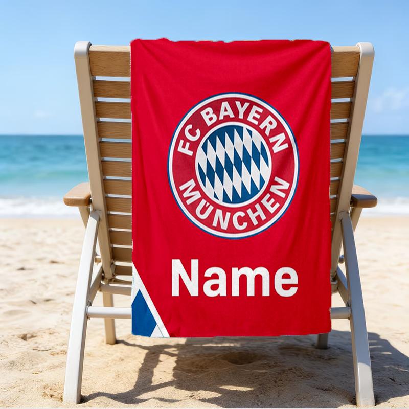 Custom Name Ultrasoft Beach Towel With Bayern Munich Themeideal For Pool Camping Diving Perfect Travel Essential Vibrant Beach Towel