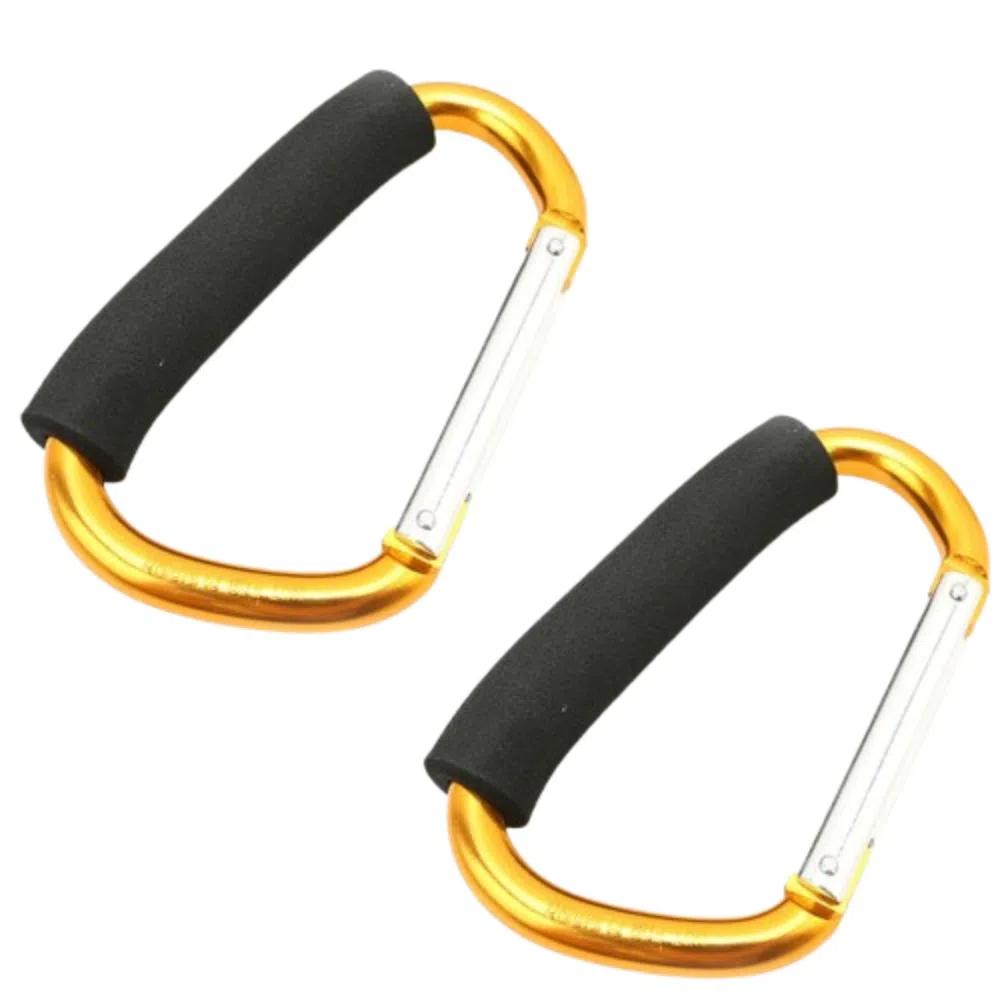 2Pcs D-Ring Baby Stroller Hook Sponge Handle Carriage Hanger Pram Lifting Button for Outdoor