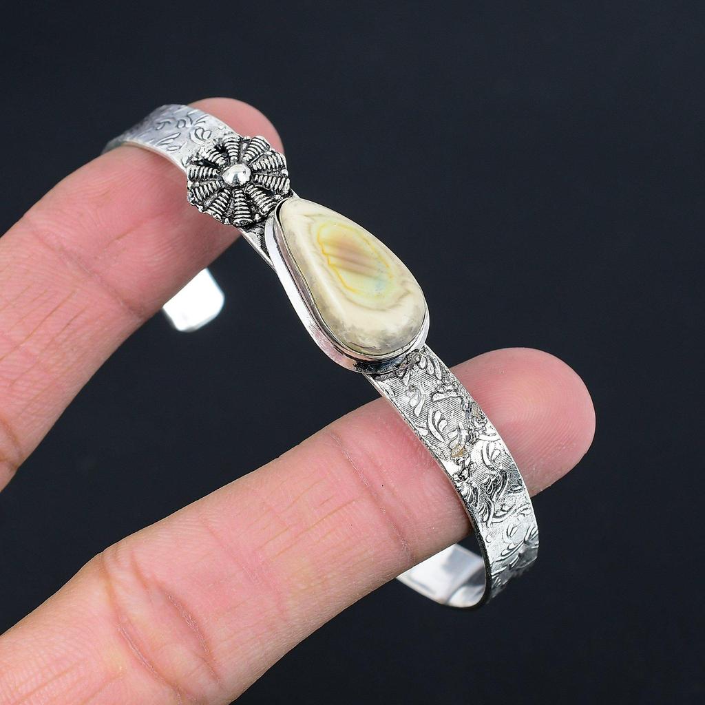 Распродажа ко Дню сестер Натуральная императорская яшма Серебро 925 пробы Бохо браслет-бенгл Ювелирные изделия