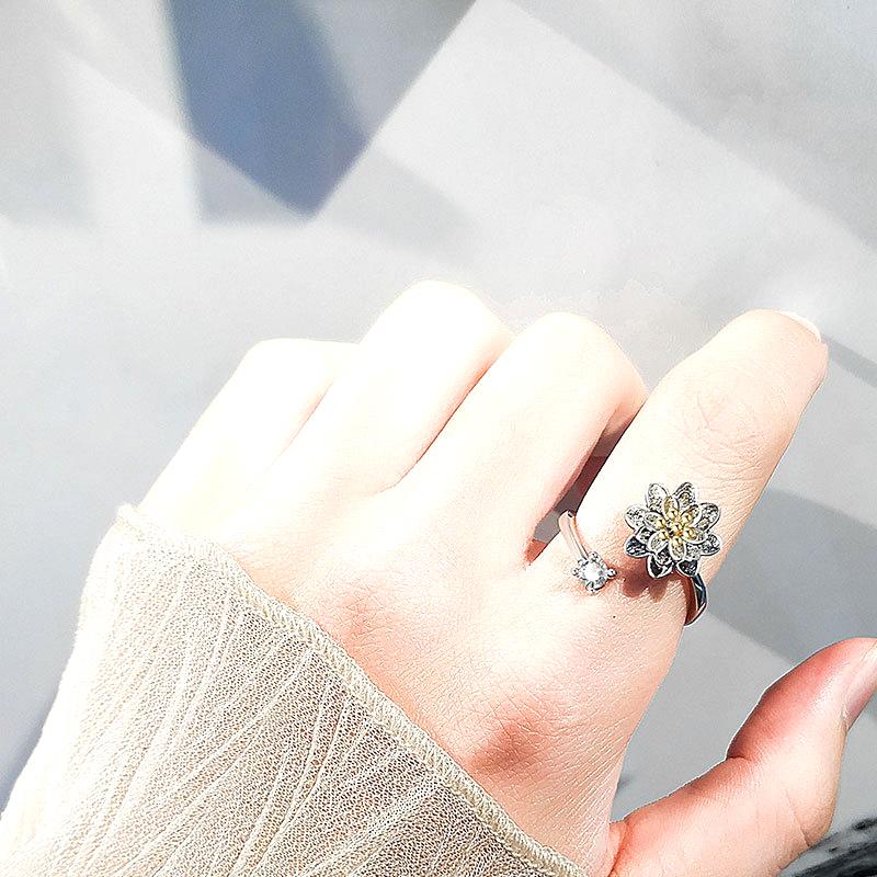 Новые богемные изысканные цветы ромашки круглые циркониевые вращающиеся регулируемые медные кольца в форме висячей кости женские модные ювелирные изделия