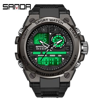 Sanda 6024 Наручные спортивные ударопрочные водонепроницаемые светящиеся часы - Унисекс многофункциональные электронные часы