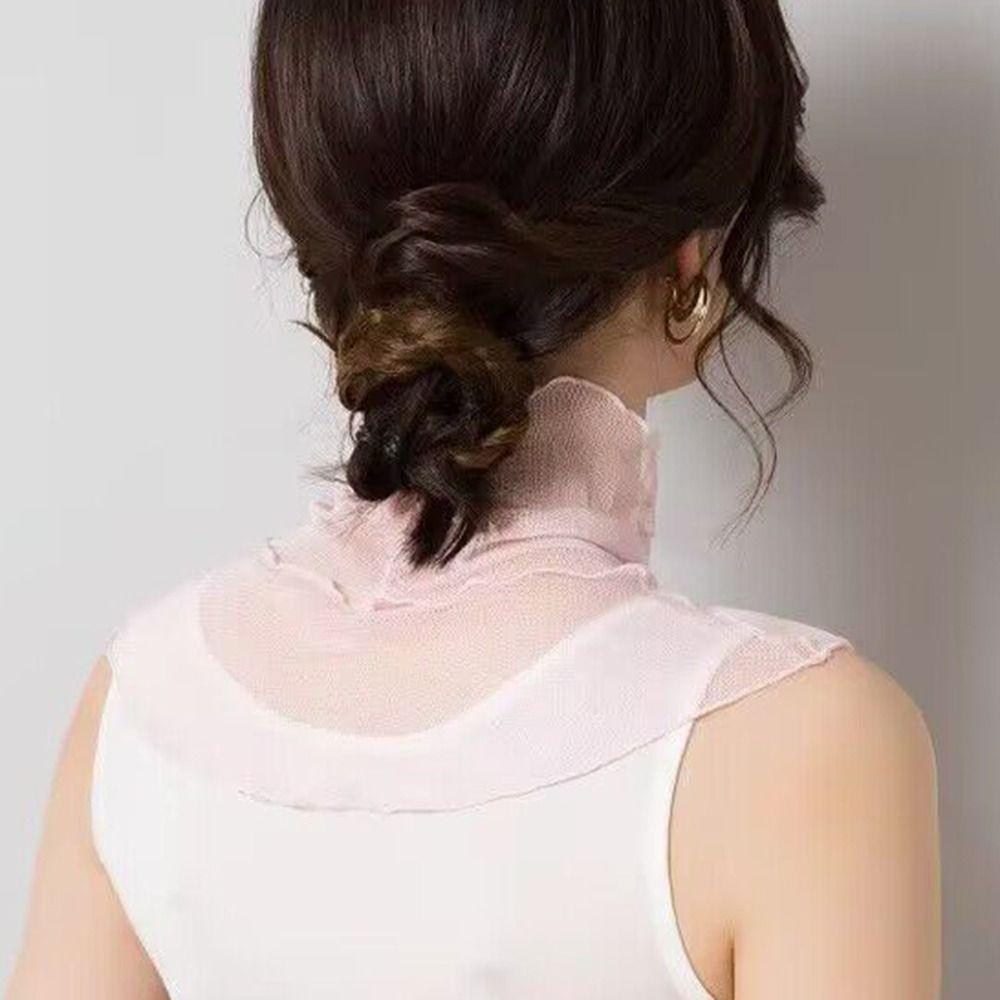 Fashion Mesh Silk Mesh Scarf Windproof Lightweight Fake Collar Scarf Breathable Neck Protector Women