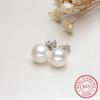 Серьги с жемчугом белого и розового цвета в стиле бохо, милые женские круглые серьги-гвоздики диаметром 6/8/10 мм из 100% настоящего серебра 925 пробы, женские свадебные серьги