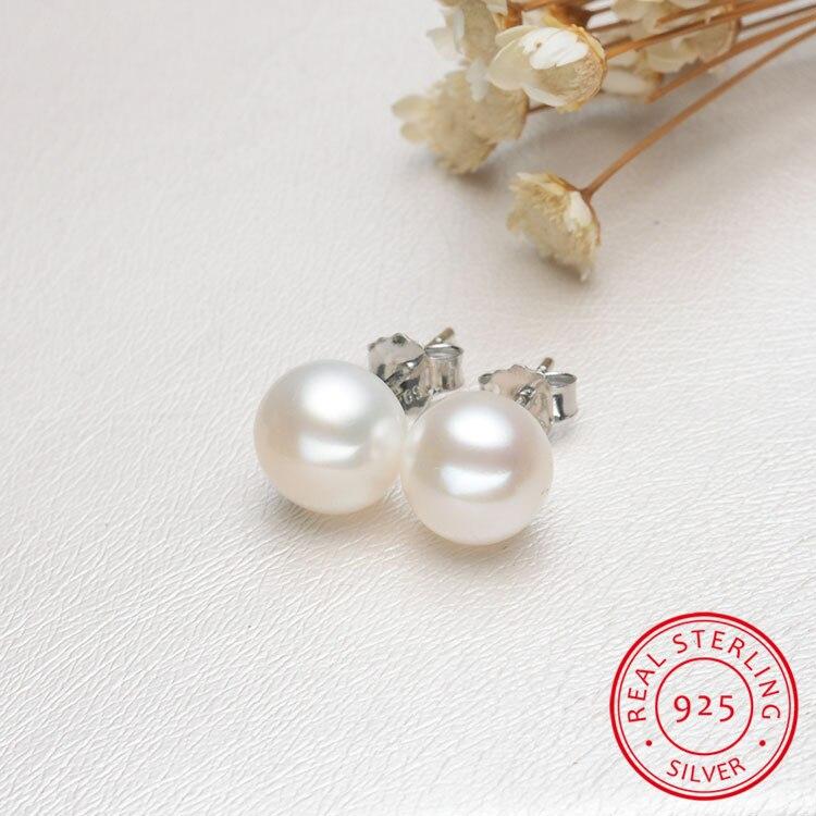 Серьги с жемчугом белого и розового цвета в стиле бохо, милые женские круглые серьги-гвоздики диаметром 6/8/10 мм из 100% настоящего серебра 925 пробы, женские свадебные серьги
