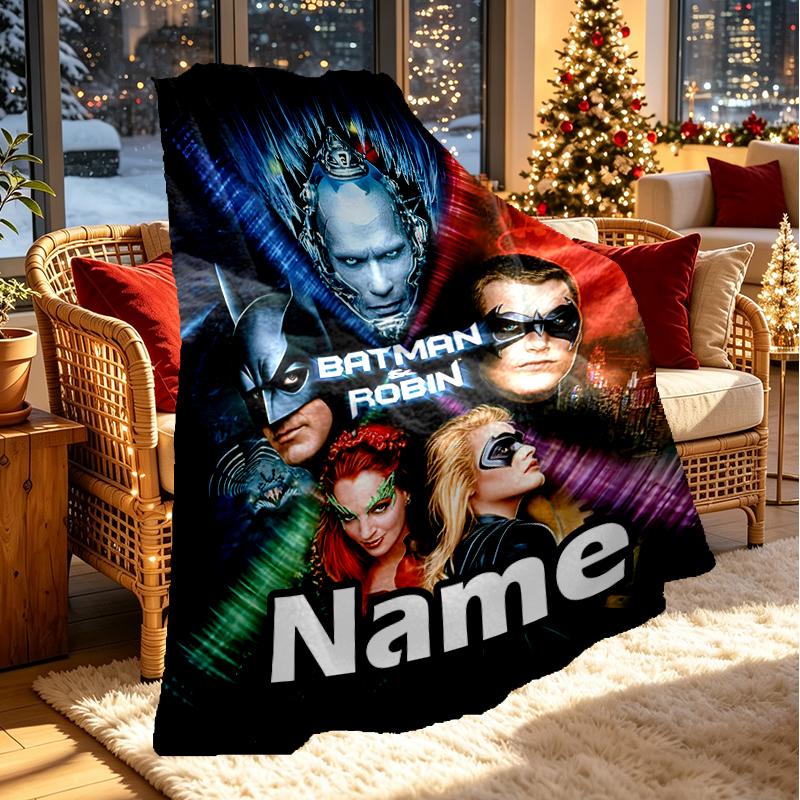 Custom Name Personalized Batman Print Blanket, Home Decor, Bedroom, Sofa, Camping, Couch, Gifts for Birthday Christmas