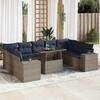 VidaXL Garden Lounge Set with Cushions 14 Pcs Grey Wicker Acacia, Outdoor Sofa Set, Garden Furniture, 3326862