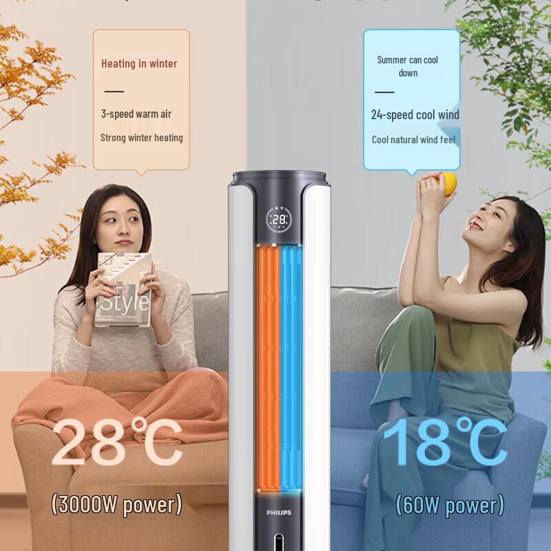 Philips Умный башенный вентилятор ACR5166TN с функцией охлаждения и обогрева и УФ-стерилизацией, вилка CN (адаптер в комплекте)