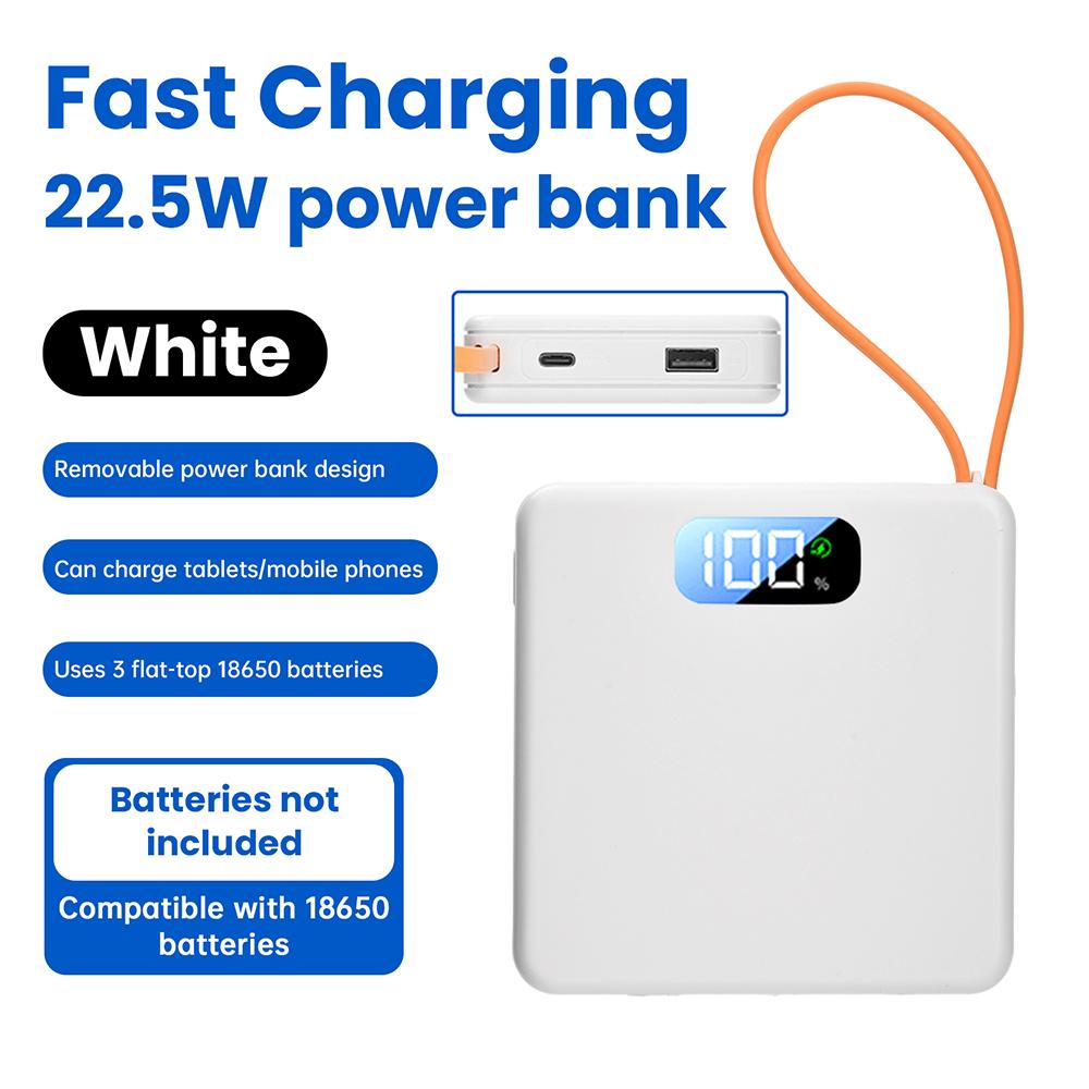Набор для сборки Power Bank 10 Вт 22,5 В Быстрая зарядка, Конструкция без пайки с корпусом на 3 аккумулятора 18650, Портативный корпус блока питания