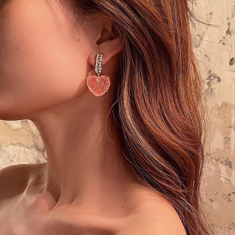 1 пара модных милых розовых кулон в форме сердца, женские серьги, модные милые милые ювелирные изделия с кристаллами, подарок для девушки YSL