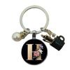 A-Z Letters Elegant Imitation Pearl Key Chain Charm Enamel 26 Letters Key Ring