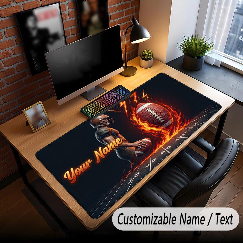 American Football Theme Custom Mouse Pad Personalized With Name Text Customized Desk Mat For Office Home Decor