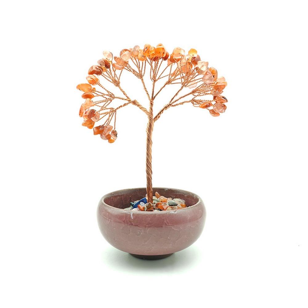Медная проволока натуральное хрустальное дерево с чашкой основание каменное украшение дерево здоровье удача дерево фигурка Главная