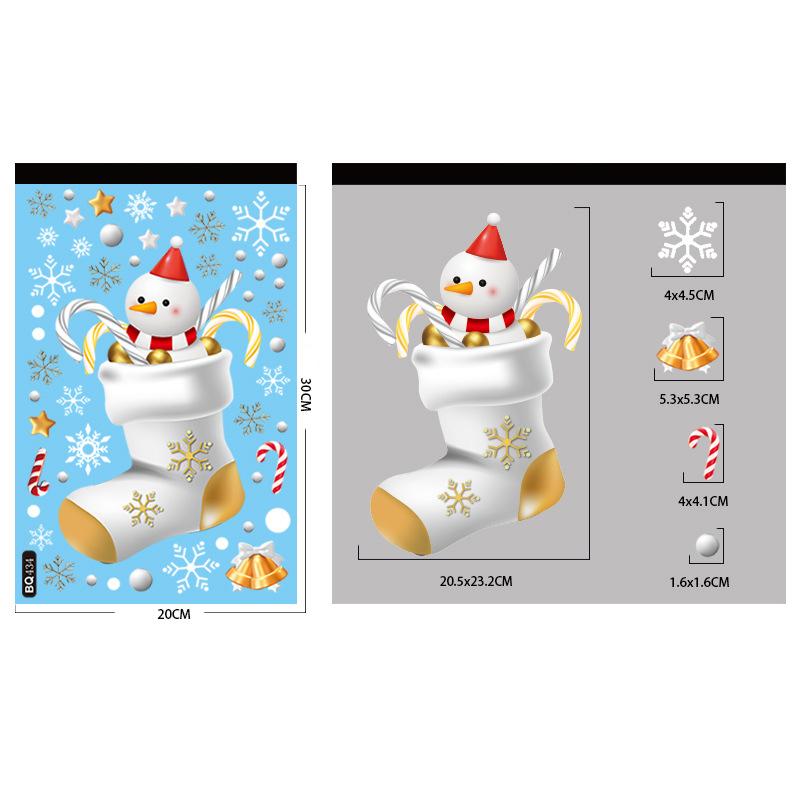 Рождественские наклейки на окна Мультяшный Санта-Клаус Снеговик Елка Наклейка на стекло Настенное украшение Счастливого Рождества для дома