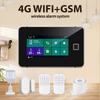 4G WiFi TY беспроводная система домашней сигнализации 4,3-дюймовая сенсорная панель с отпечатком пальца