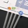 Набор стеклянных соломинок 5 шт. со щеткой для чистки 200*8 мм Питьевая соломинка Высокоборосиликатное Изогнутое Стекло Соломинка Домашняя Вечеринка Бар Посуда для напитков