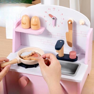 Игровой набор для кухни с игровой плитой для обучения навыкам приготовления пищи из дерева