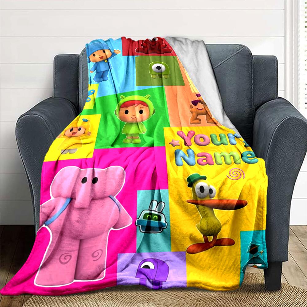 Pocoyo Customize Text Blanket Cozy Customizable Blanket Comfortable Throw For Chair Office Seaside Living Room All-Season Use