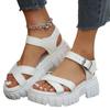 Летние белые сандалии для отдыха на толстой подошве, женские открытые римские сандалии для девочек