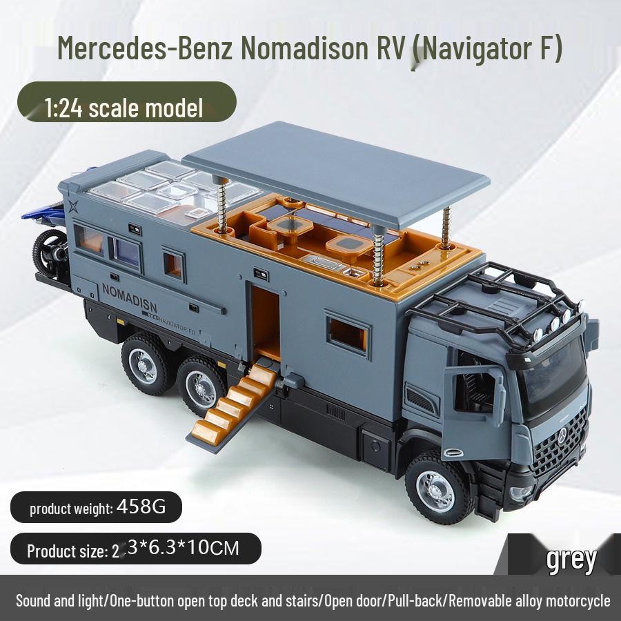 1:24 Модель автомобиля из сплава Nomad RV со звуком и светом, Игрушка с инерционным механизмом для детей