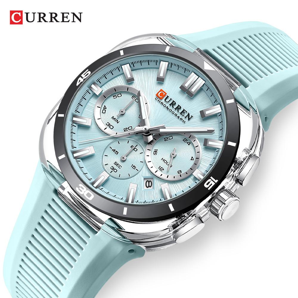 Fashion Sports Watch for Men Multifunction Chronograph Quartz Wristwatch Luminous Hands Rubber Band Daily Watch