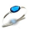 Swiss Blue Topaz Gemstone 925 Sterling Silver Cuff Bangle Adjustable