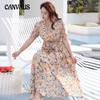 Plus Size Women's Dress V-neck Temperament Floral Dresses