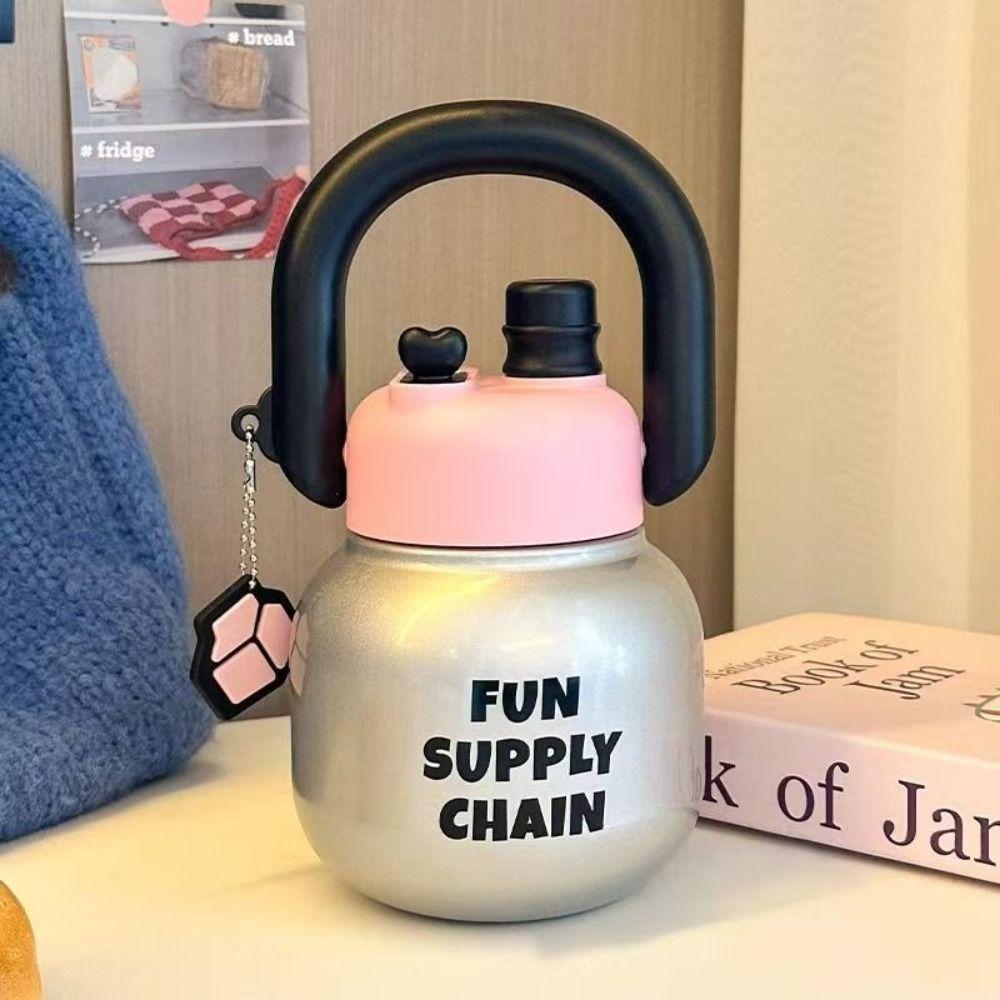 Plastic Portable Drink Bottle With Straw Transparent Bottle Creative Kids Water Sippy Cup  Outdoor