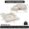 Corduroy 2-in-1 Sofa Bed with Two Pillows, Classic Square Armrests, Removable Footstool, Modular Sofa with Flexible Configuration