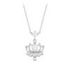 Bamoer 925 Sterling Silver Lotus Pendant Necklace Pink Opal Flower Neck Chain for Women Engagement Birthday Fine Jewelry Gift