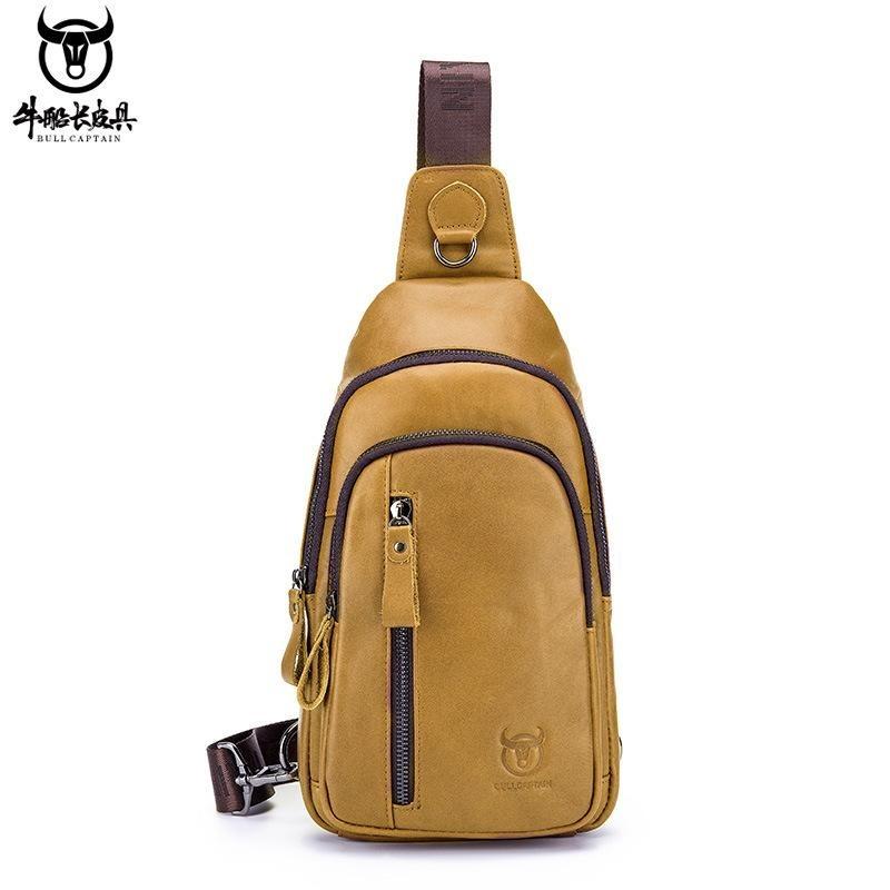 BULLCAPTAIN Genuine Leather Crossbody Bags Men Leather Shoulder Men Chest Bags Fashion Travel Handbags Man Messenger Bag Male