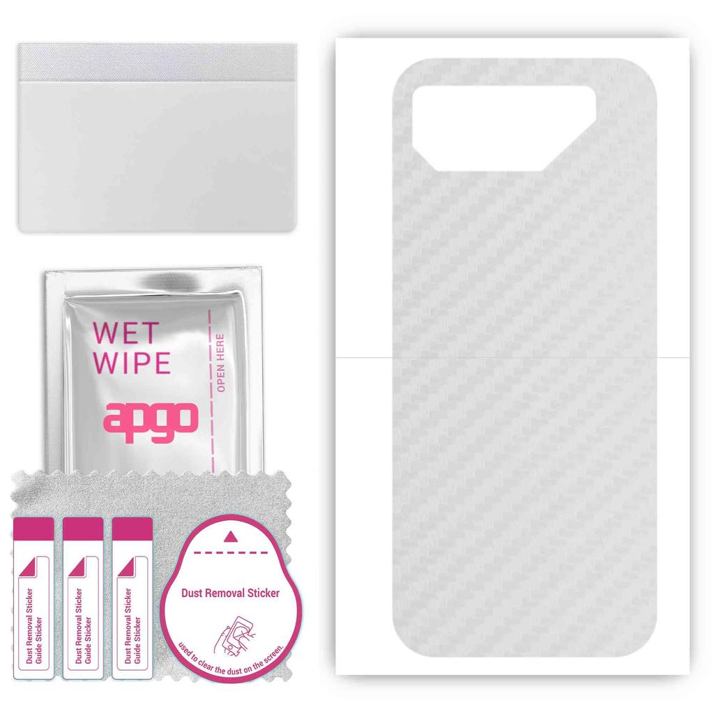 apgo Protective Skin Sticker for the Back Compatible with Asus ROG Phone 7, Wrap Film, Foil, Vinyl - Pattern Transparent Carbon
