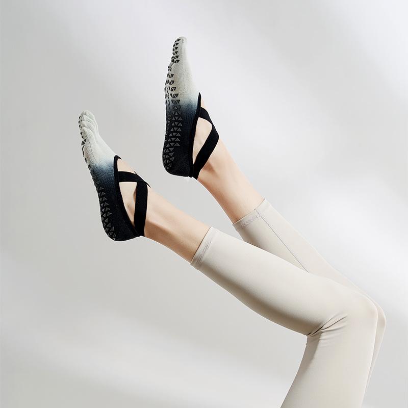 Женские носки для йоги с пятью пальцами, силиконовые нескользящие бандажные носки для балета, пилатеса, дышащие хлопковые спортивные носки с открытой спиной для танцев в помещении