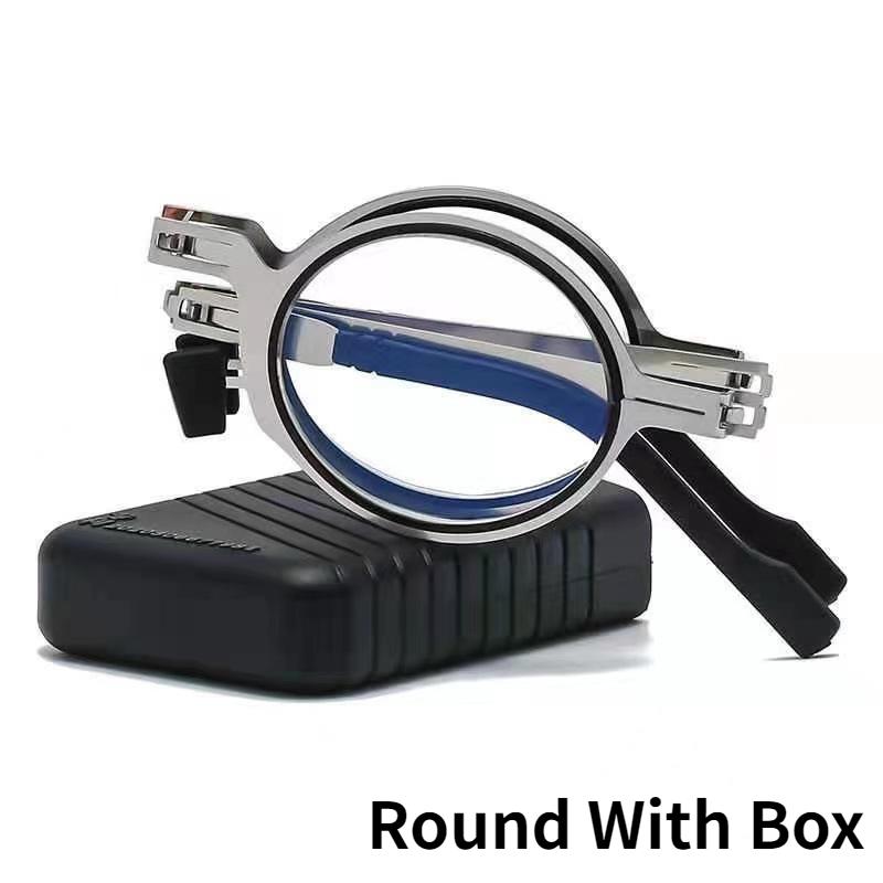 Metal Portable Folding Reading Glasses Vintage Round Square Foldable Presbyopia Eyeglasses Anti-blue Light Eyewear with Cases