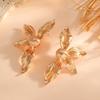 Vintage Floral Earrings Women Bold Asymmetrical Statement Jewelry In Gold Zinc Alloy