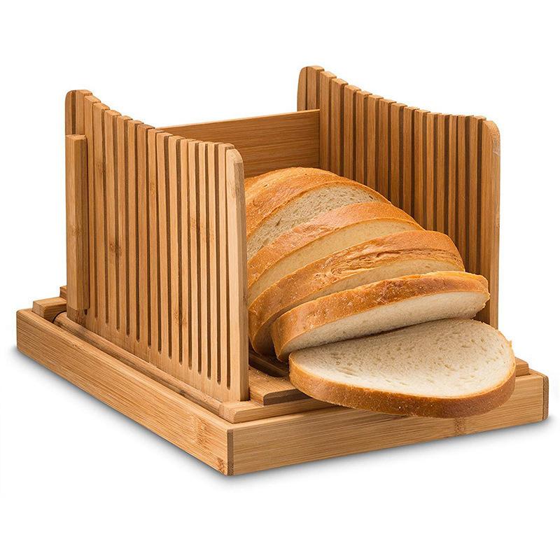 Foldable Bamboo Wood Bread Slicer Cutter Toast Loaf Cutting Guide Slicing Maker
