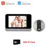 4.3" Smart Tuya 1080P WiFi Door Bell Eye Peephole Camera 5000mAh Battery PIR Motion Detector IR Home Digital Viewer