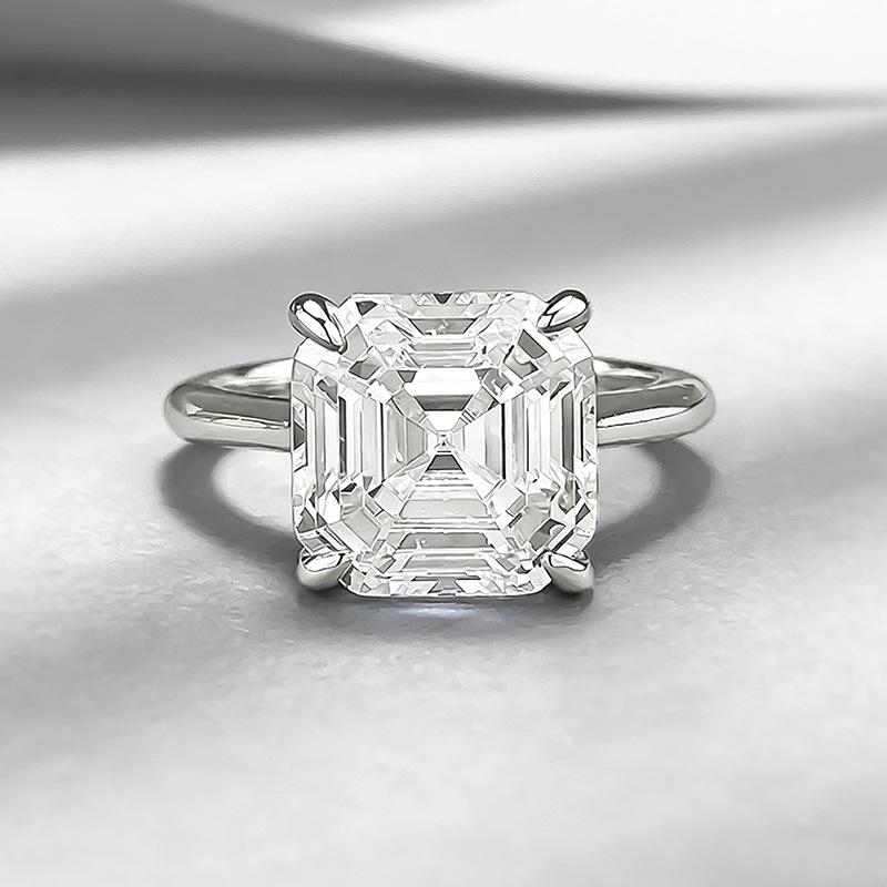 Xian Can Jewelry 2025 Кольцо из серебра S925 с белым бриллиантом огранки Ашер - Классический европейский и американский стиль
