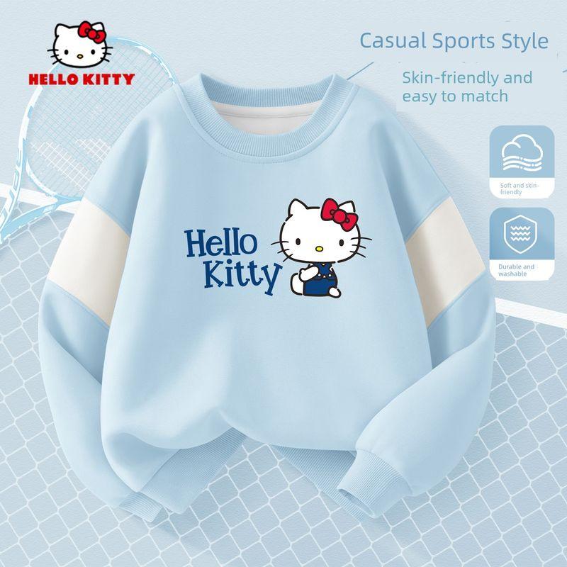 Hellokitty Girls' Sweatshirt, Spring and Autumn Style, Pink Children's Top, Early Spring Children's Clothing, Girls' Long-Sleeved Base Shirt