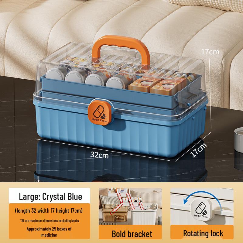 Портативный многослойный ящик для лекарств - Большая вместимость для хранения аптечки первой помощи для домашнего использования