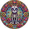 Mexican Sugar Skull Cat Metal Wall Art Gothic Home Decor Aluminum Sign Kitchen Bedroom Office 8x8 Inches
