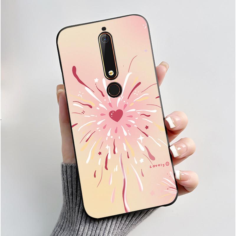 Cute Case For Nokia 6.1/Nokia 6.1 Plus/Nokia X6/Nokia6 Capa Printing Shell Protective Cover Soft Silicone Cartoon Black Casing
