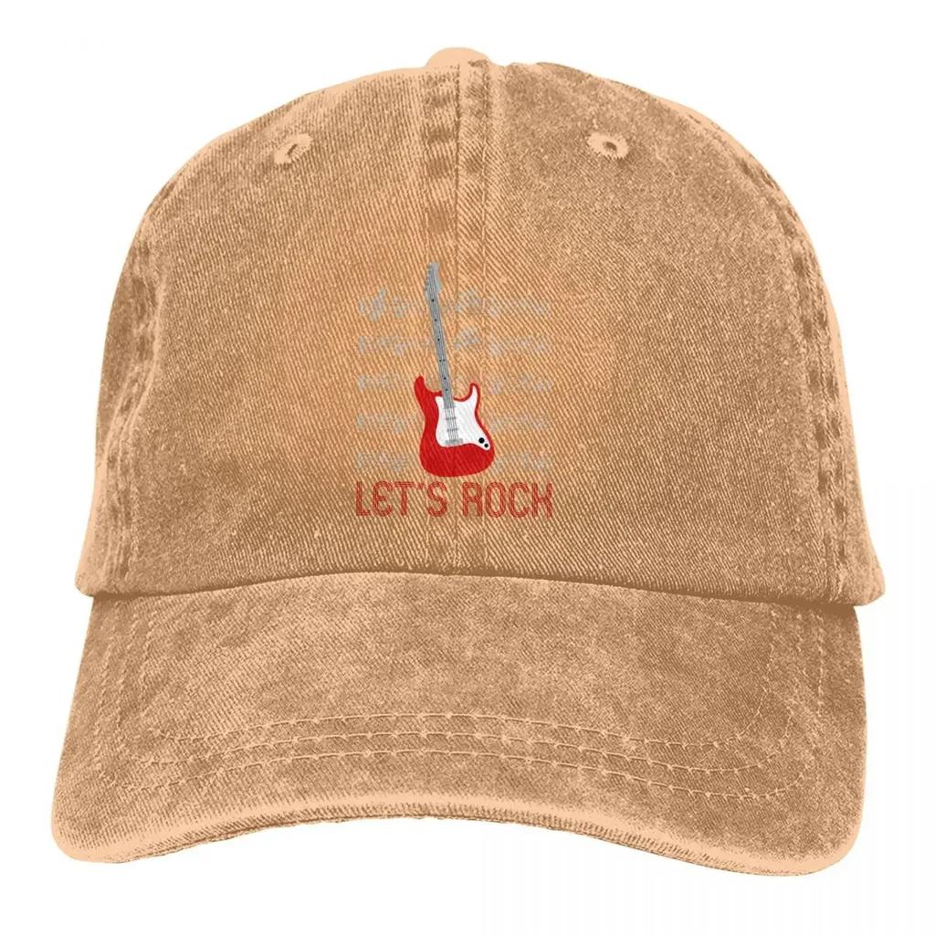 Стираная мужская бейсболка Lover Lets Rock Notes Trucker Snapback Ковбойские кепки Dad Hat Guitar Rock Golf Hats