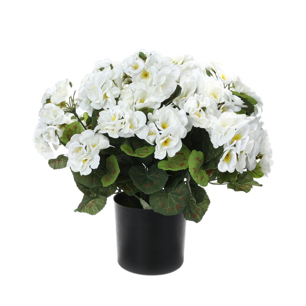 Искусственные цветы герани для улицы, 13 дюймов, в горшке, куст поддельных гераней, УФ-стойкий, из искусственного шелка, для декора крыльца