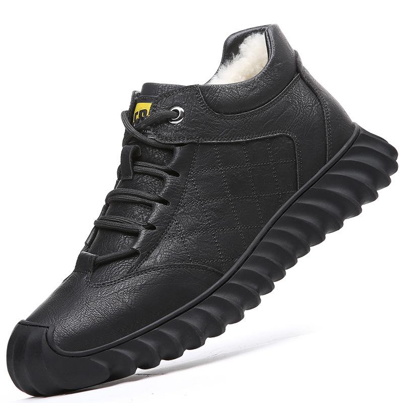 Новая зимняя мужская обувь из натуральной кожи, бархатная, утепленная, теплая, непромокаемая и нескользящая, уличная повседневная кожаная обувь, мужская хлопковая обувь