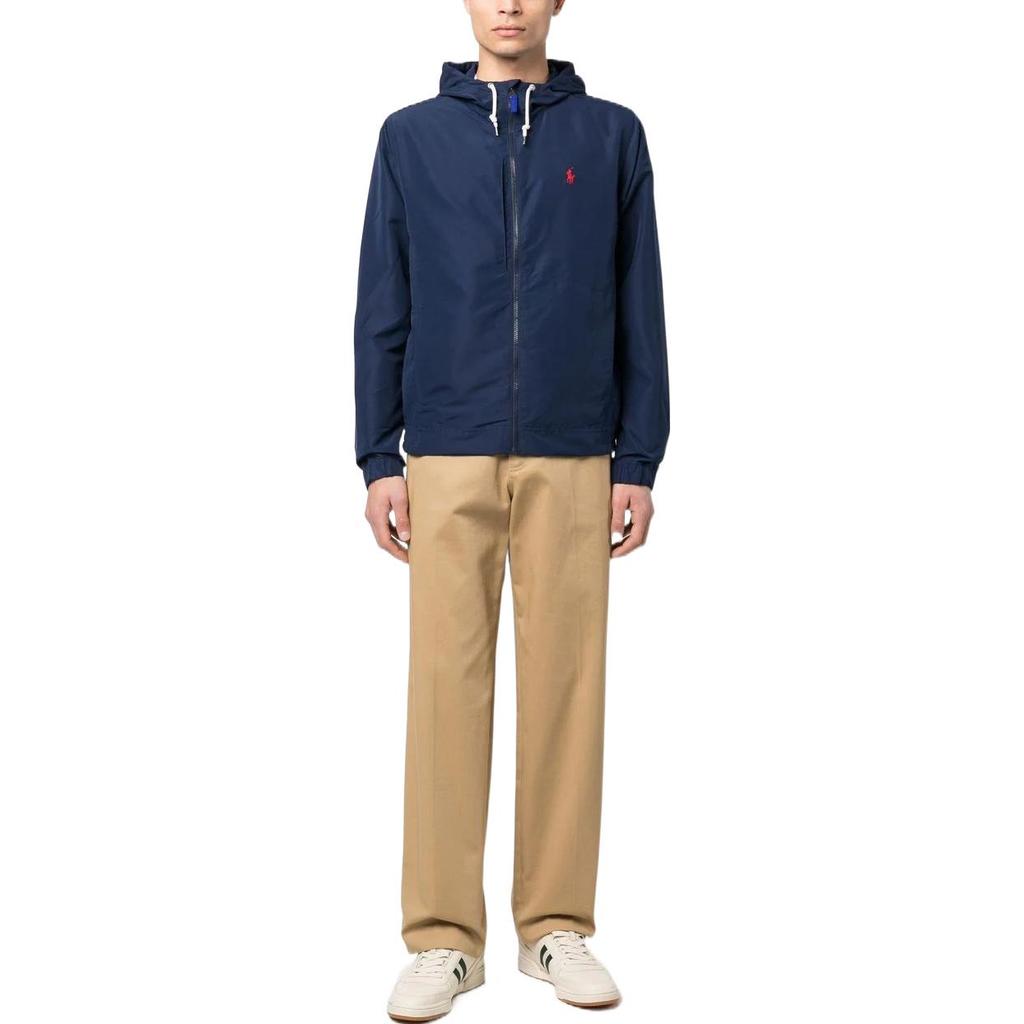 Polo Ralph Lauren Ss23 Logo Вышитая куртка с капюшоном и застежкой-молнией с длинным рукавом Мужские куртки Синий 710888070-001