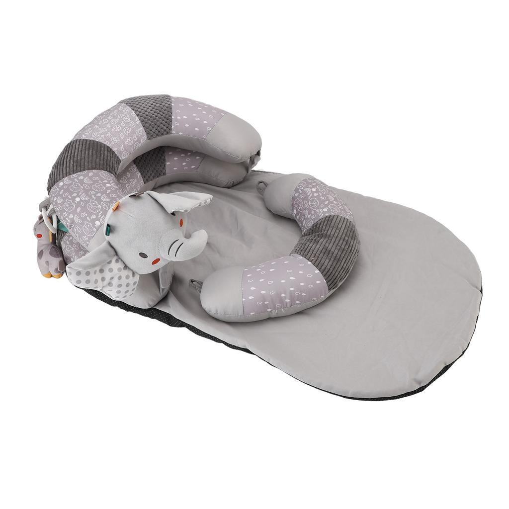 Tummy Time Mat and Seated Support Pillow Early Education Soft Baby Play Mat with Detachable Toys