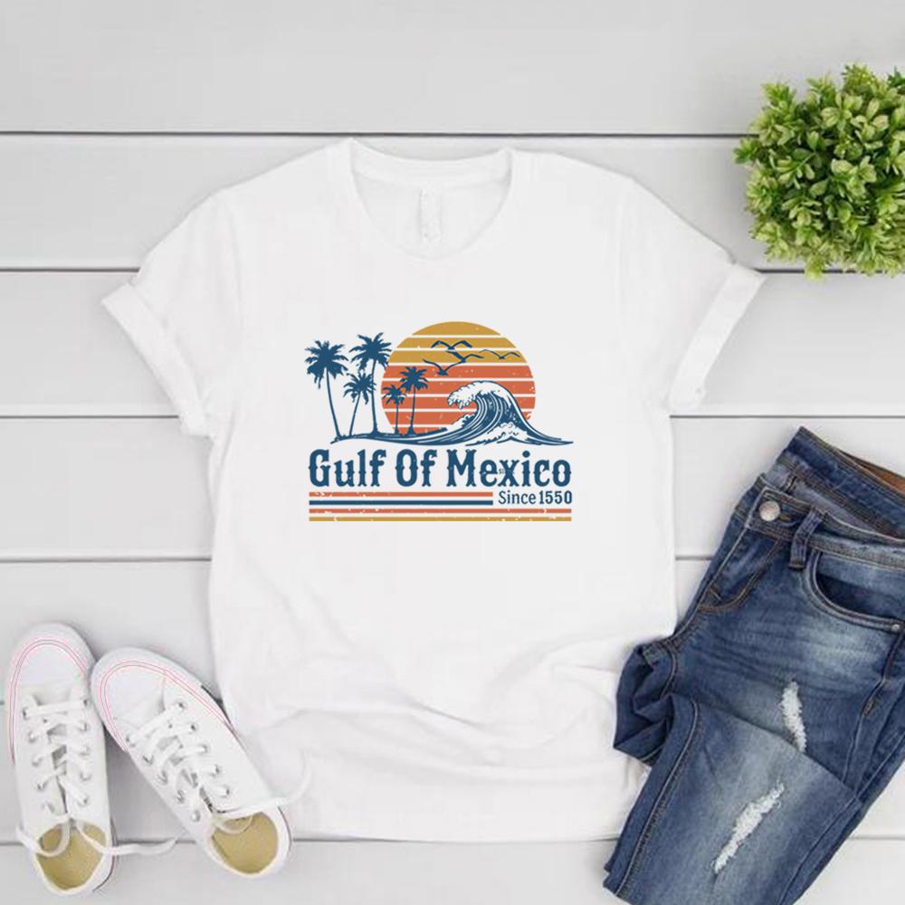 Футболка Retro Sunset of Mexico Gulf Since 1550, пляжная рубашка Mexico, мужская и женская, с коротким рукавом, футболка с протестным принтом, уличная футболка